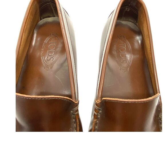 Tod’s Driving Loafer Mens Brown Leather Round Toe Slip On Casual Size 10 - Picture 8 of 12